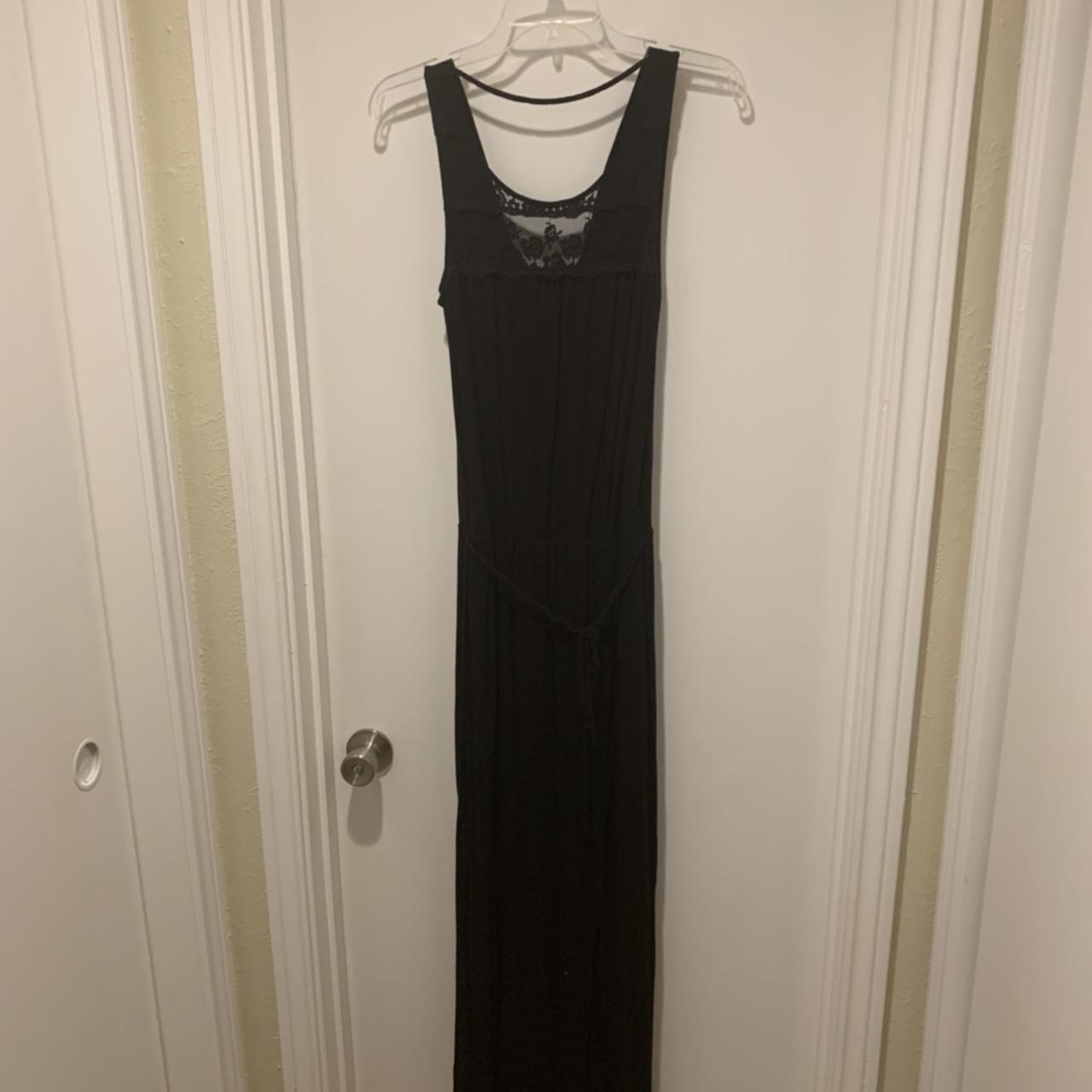 Cynthia Rowley Black Tank Lace Maxi Dress Front... - Depop