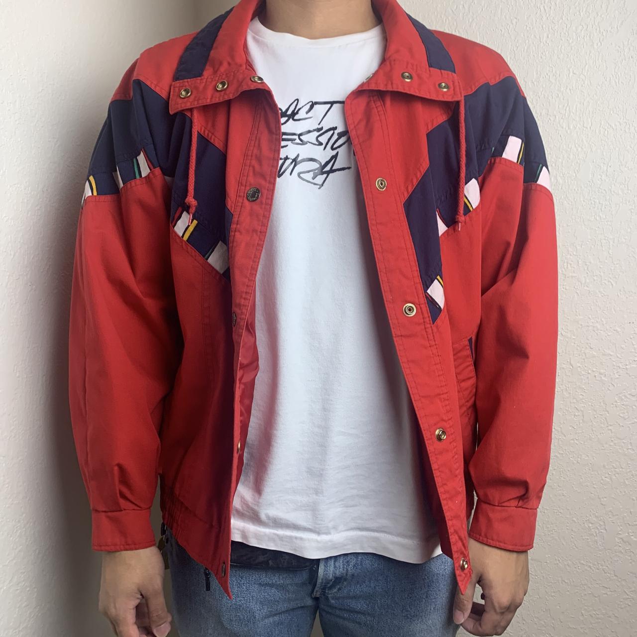 Vintage red canvas paneled jacket. Brand is called... - Depop