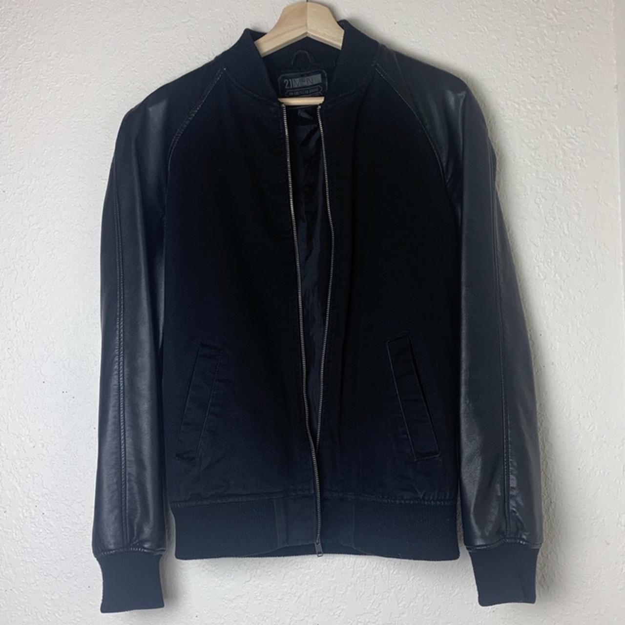 Forever 21 Men all black letterman jacket featuring... - Depop