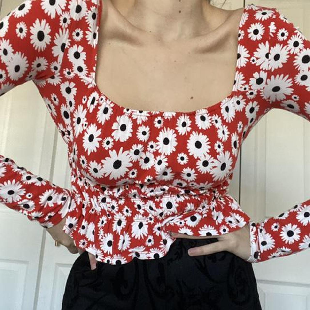 Product Image 1 - Red white floral long sleeve