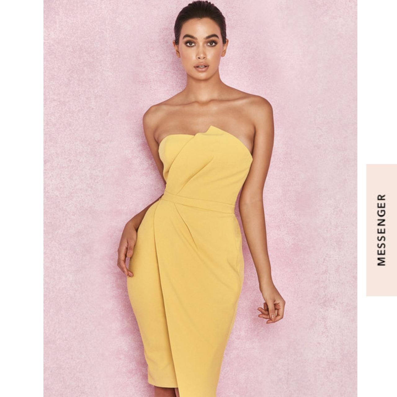 House of CB ‘Uma’ yellow fold front mini dress... Depop