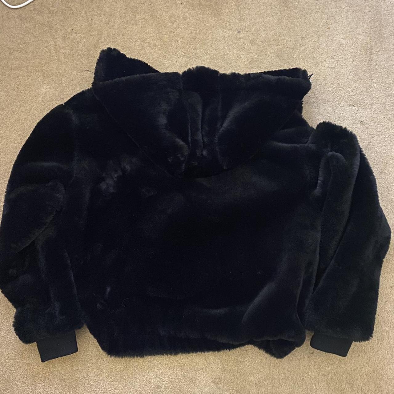 Super soft faux fur black Bershka teddy jacket with... - Depop