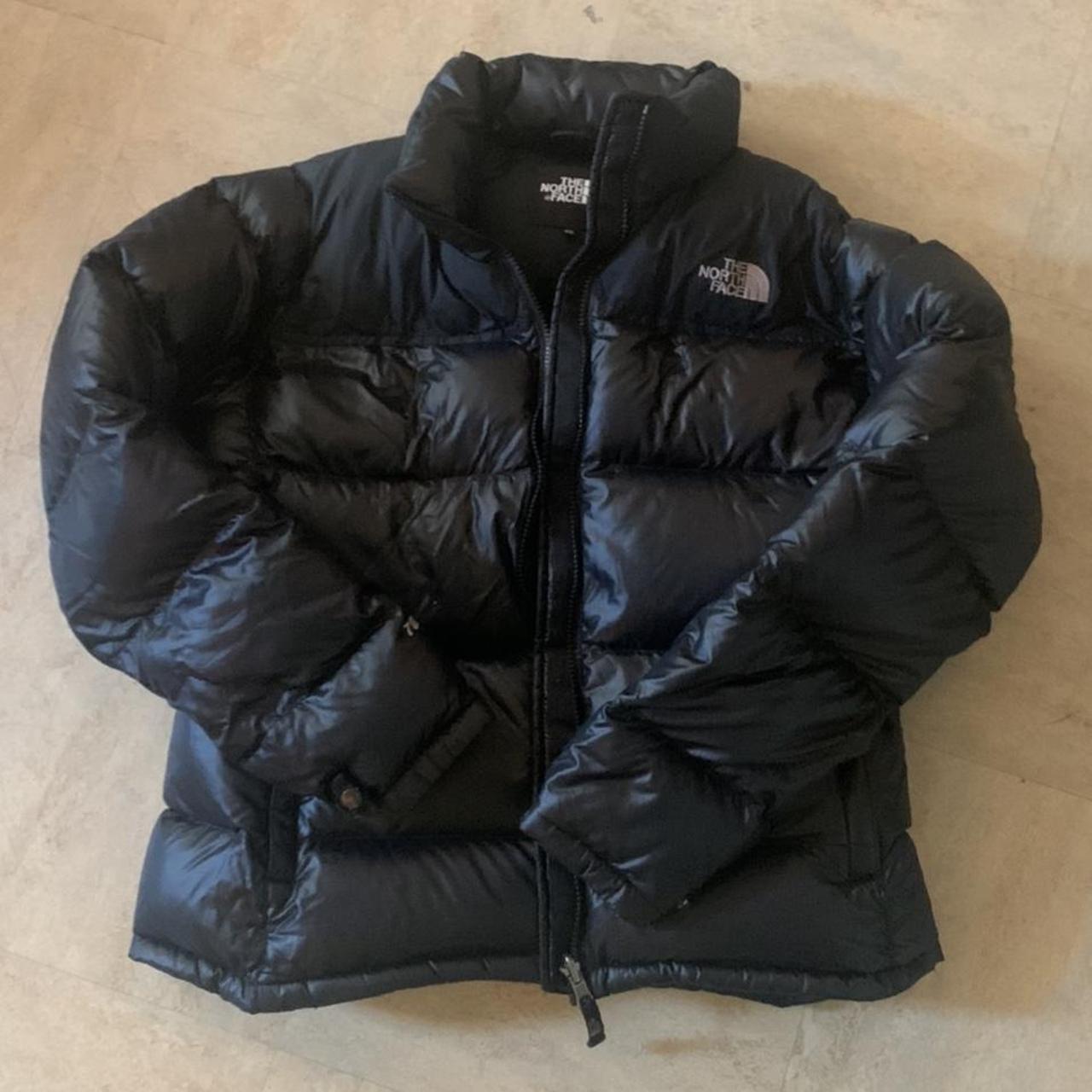 North Face black (kinda shiny) nuptse retro puffer... - Depop