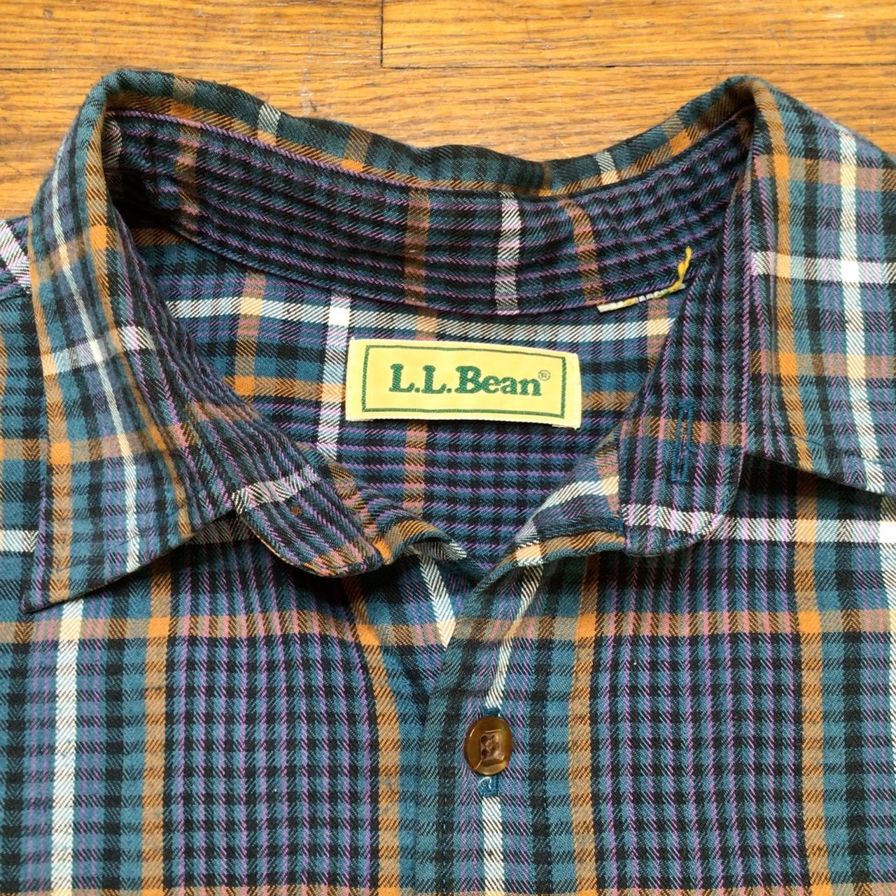 vintage ll bean flannel button up shirt nice colors... - Depop