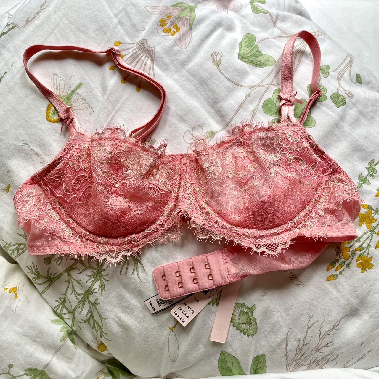 Light Pink Lace Bra By Victoria's Secret, size - Depop