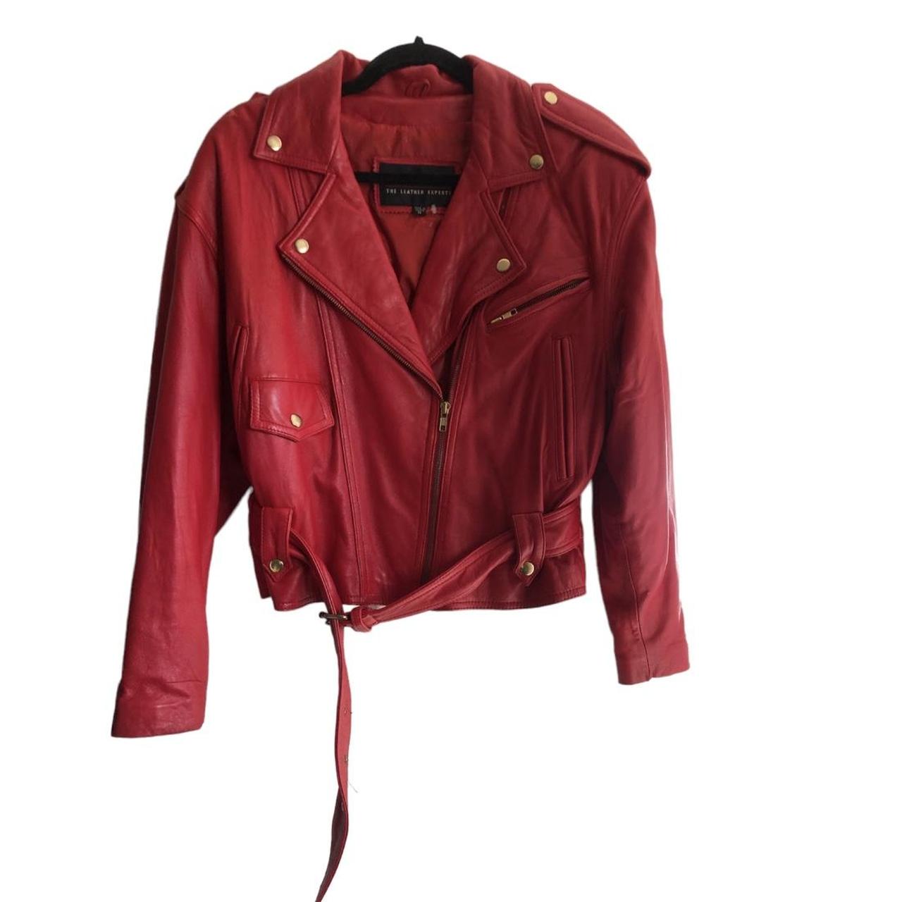 Wilson’s Leather Women's Red and Gold Jacket Depop
