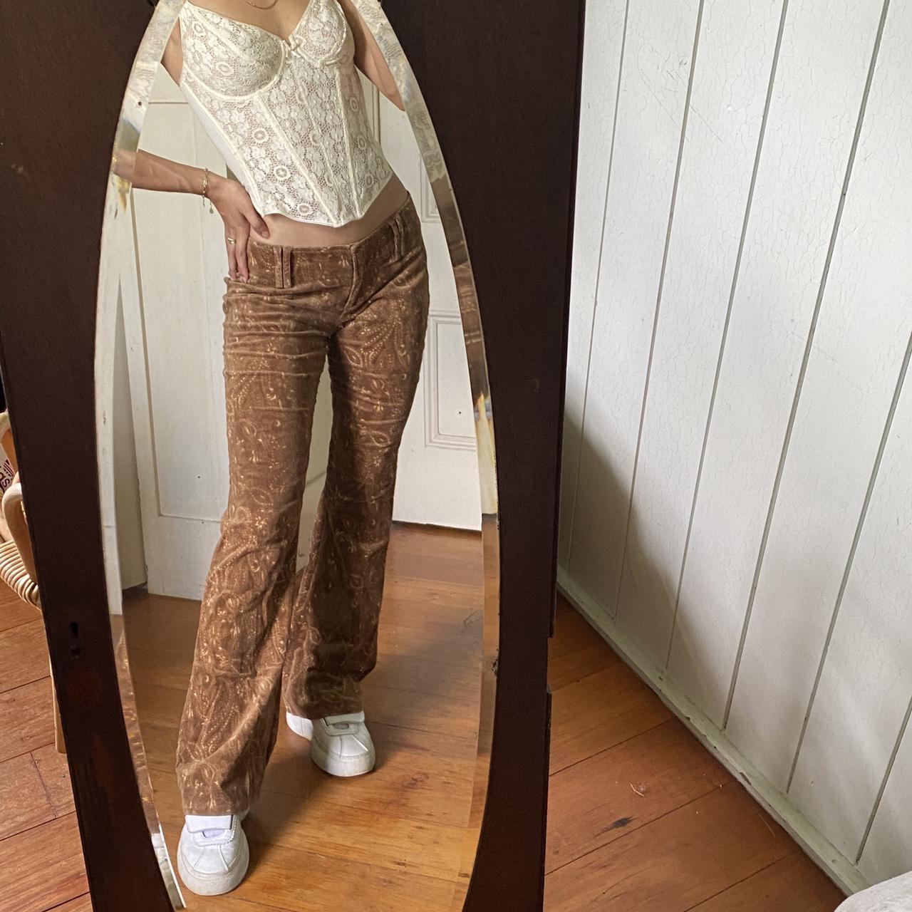 Amazing Y2k Hippie Boho Pattern Corduroy Low Waist... Depop