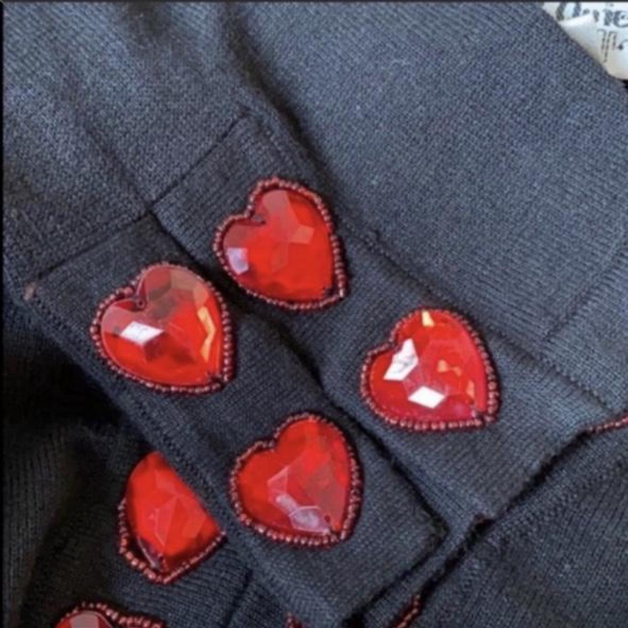 Jack B. Quick Vintage Red Heart Black Sweater... - Depop