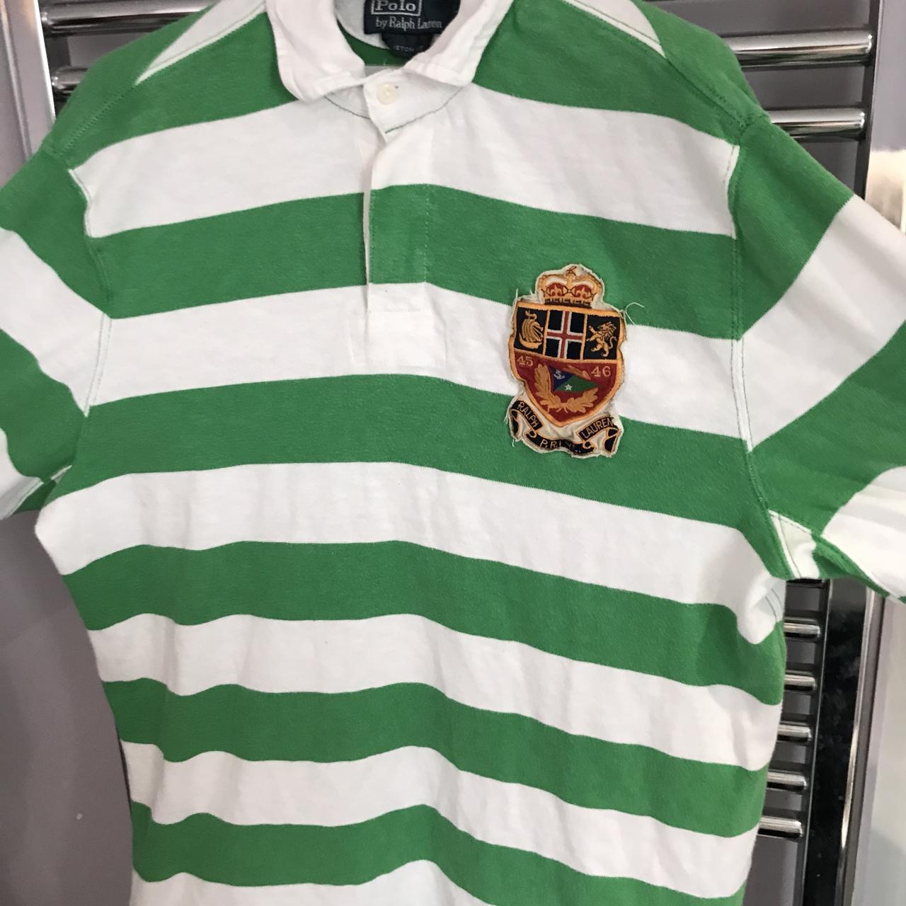 Green and white Ralph Lauren Rugby polo. In good... - Depop