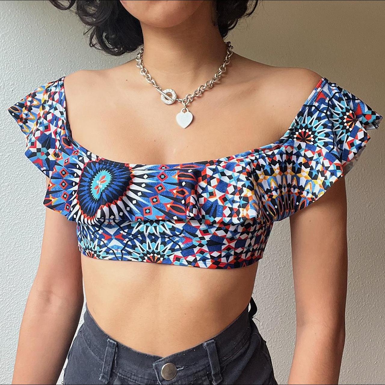 Colorful Bikini Top This bikini top is so adorable... Depop