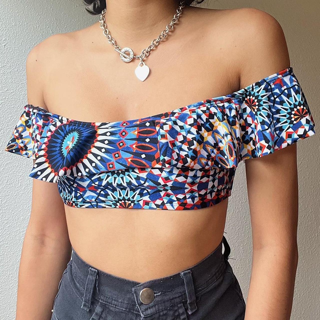 Colorful Bikini Top This bikini top is so adorable... Depop