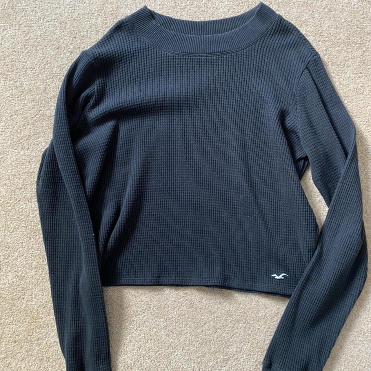 Black waffle hollister jumper, size S Great... Depop