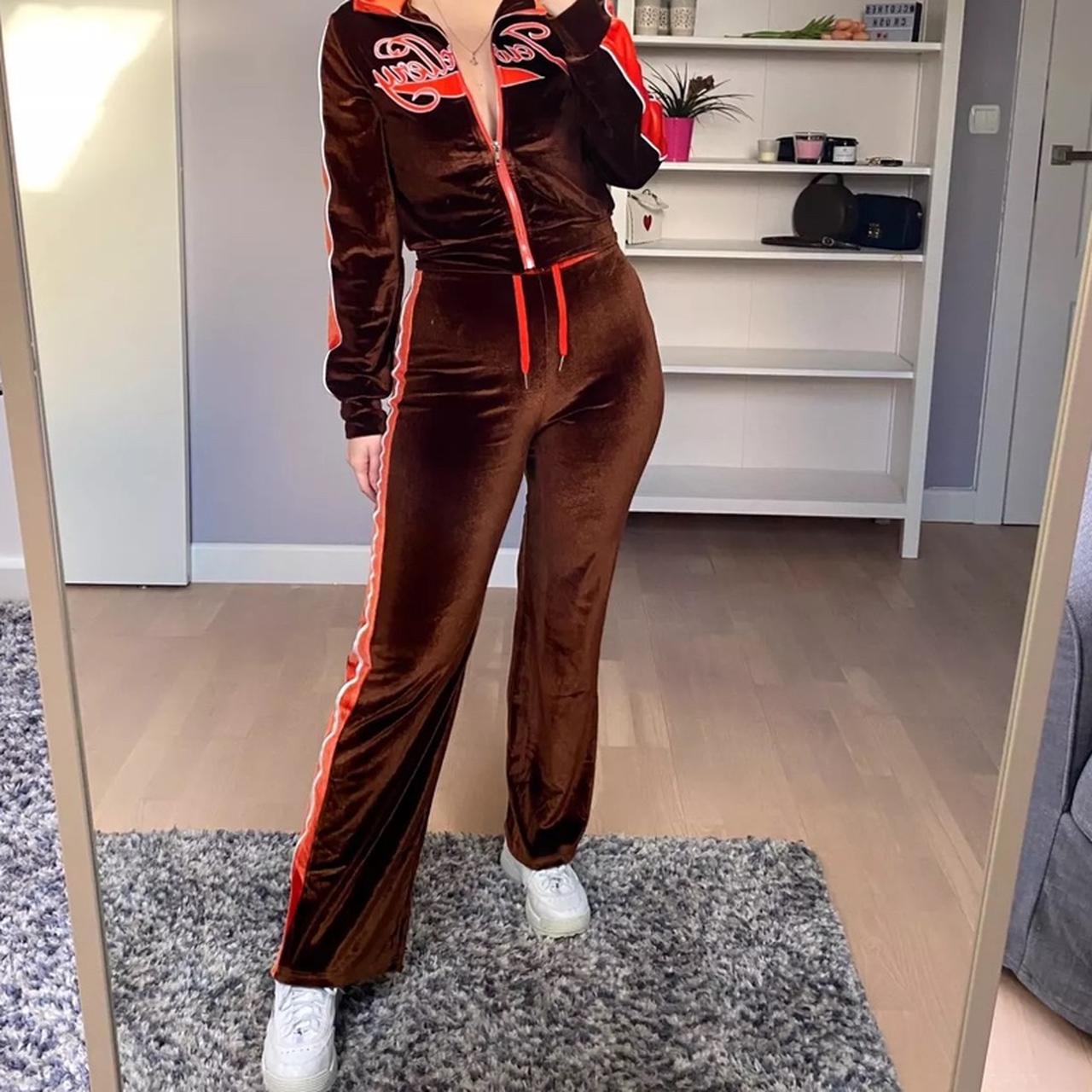 Orange velour tracksuit womens on sale