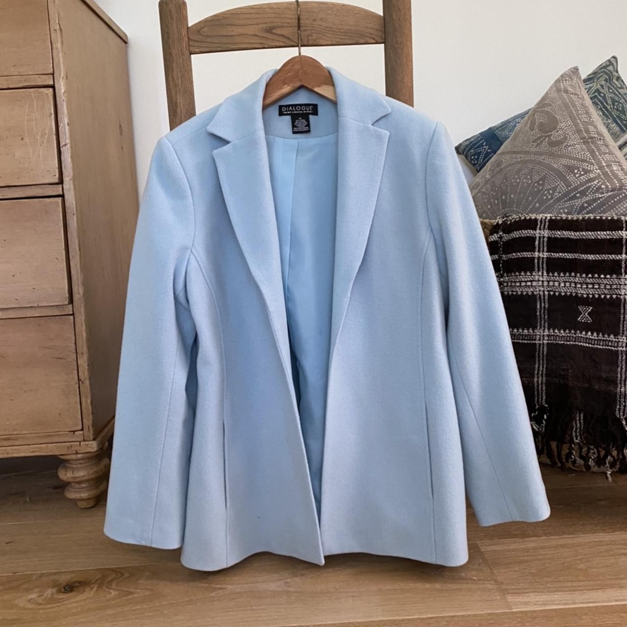 Stunning Retro Baby Blue Coat! Material Is A - Depop