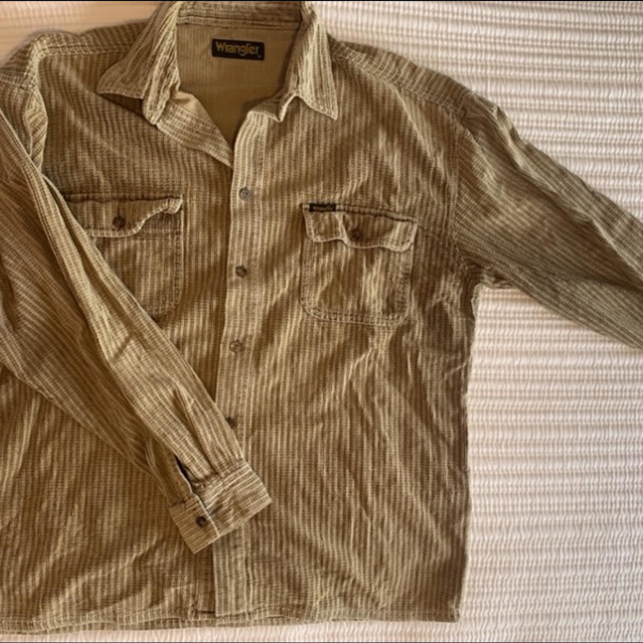 Wrangler Men's Tan and Cream Shirt | Depop