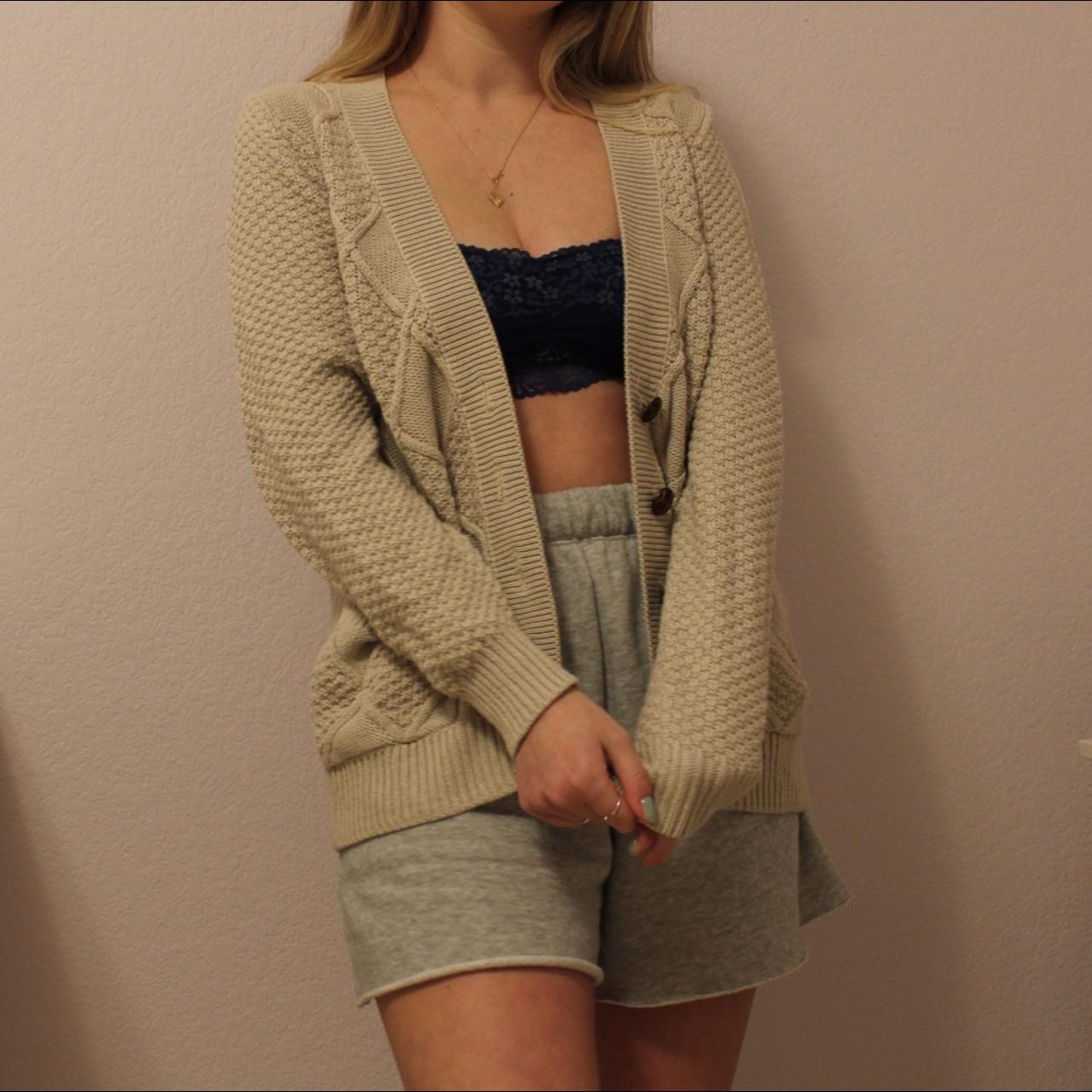 oatmeal cable knit cardigan