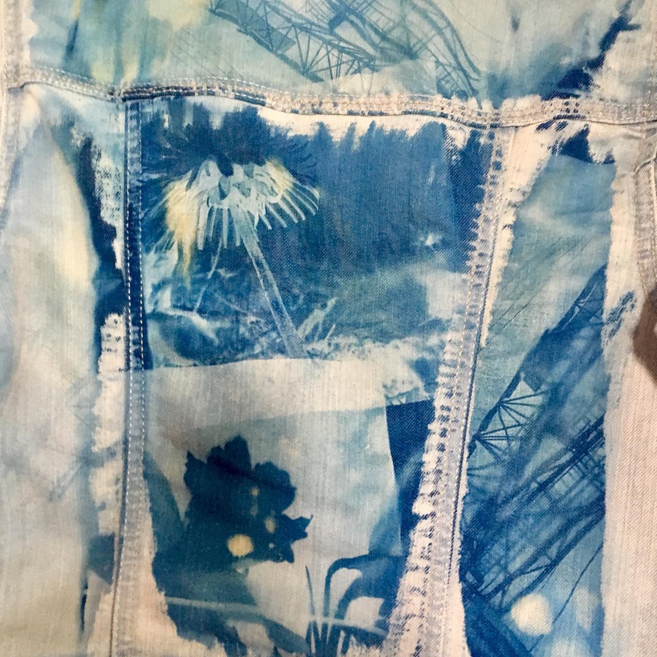 Revamped denim jacket with cyanotype print a mix of... - Depop