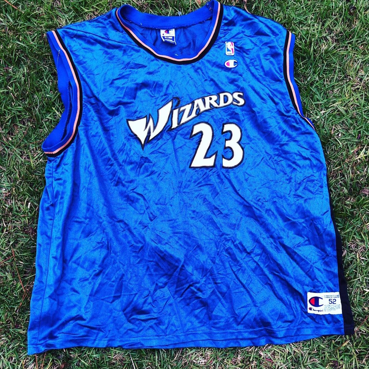 VINTAGE Washington Wizards Men Jersey XL Blue Logo Champion Michael Jordan  23