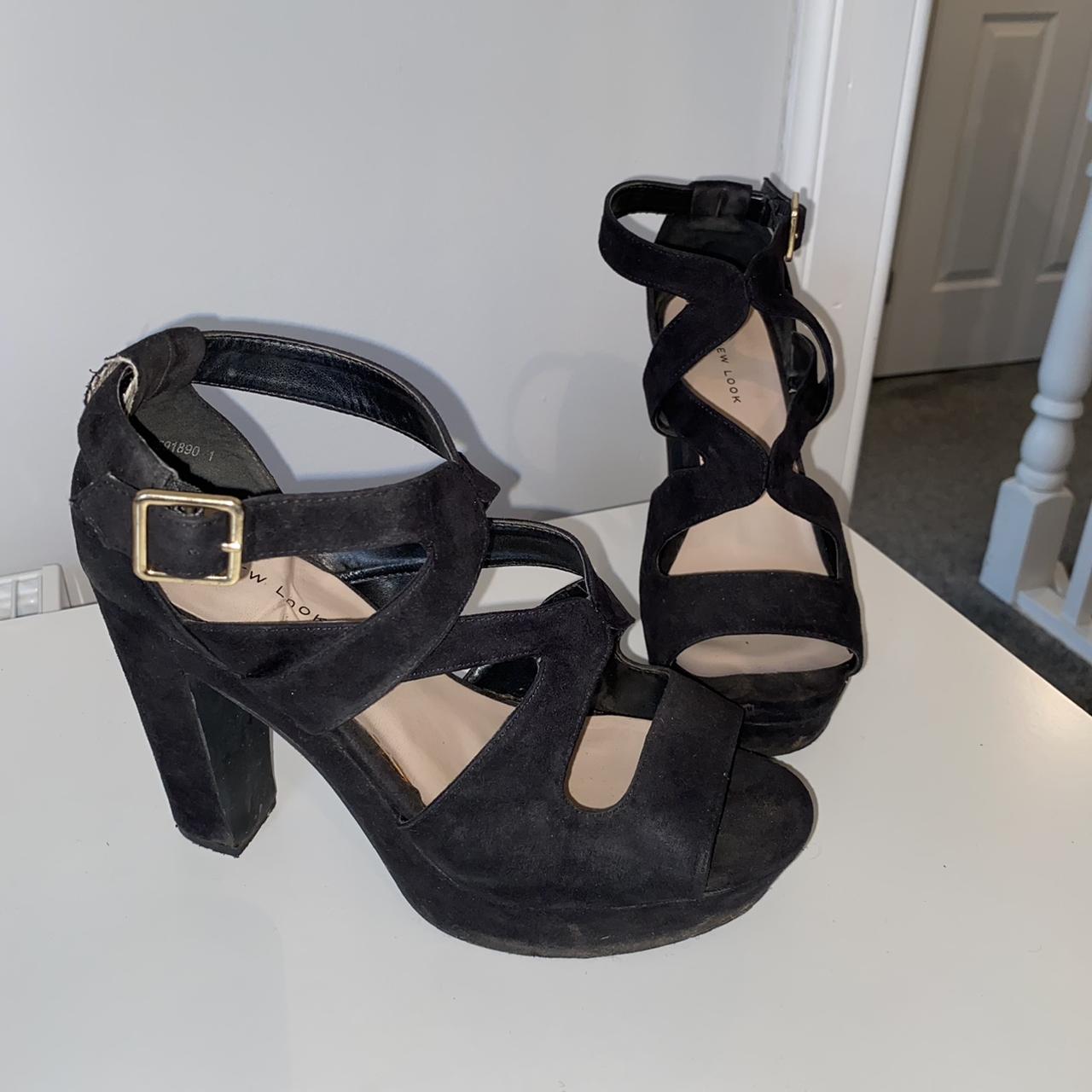 New look black suede size 6 heels, been worn but... - Depop