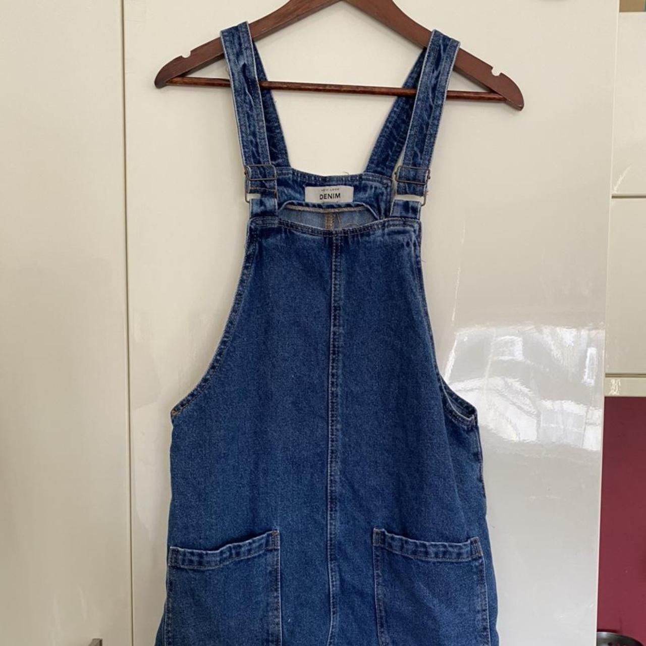 New look denim dungaree dress - barely worn - size... - Depop