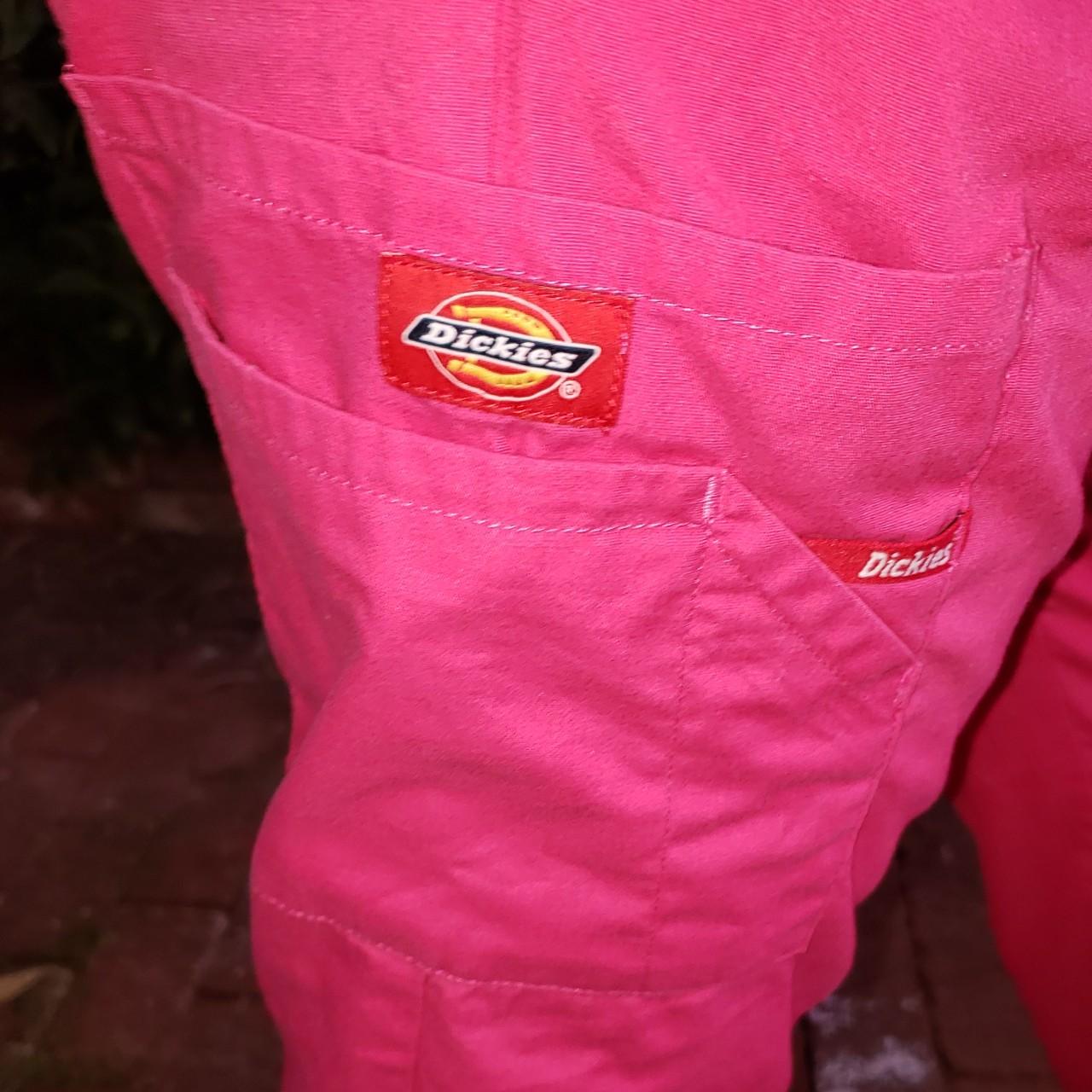 Hot pink Dickies pants with an elastic waist and an... Depop