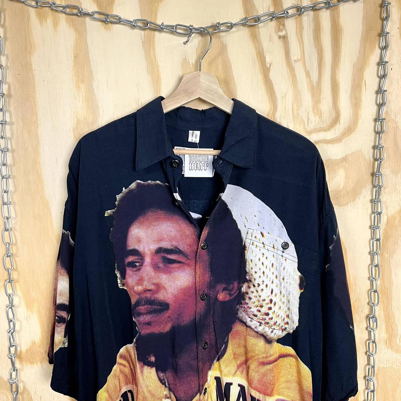 Y2K Bob Marley Button Down Camp Collar shirt... Depop