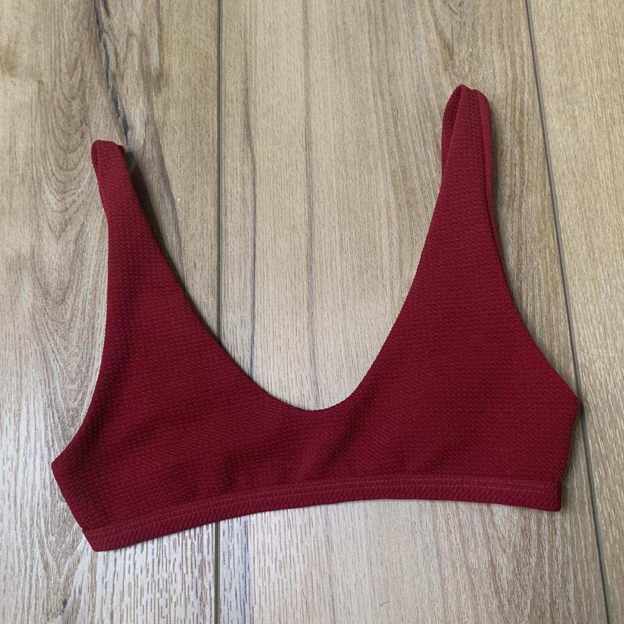 Dark Red Bikini Top Adjustable straps Clasp in... - Depop