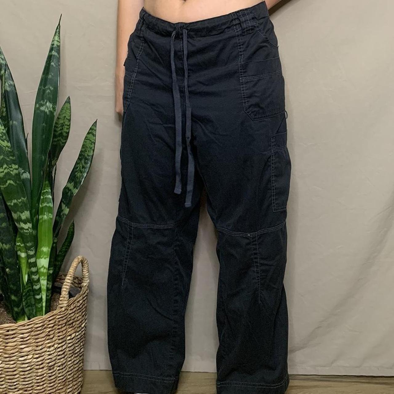 Dickies Black Cargo Pants White stitching Loose... Depop