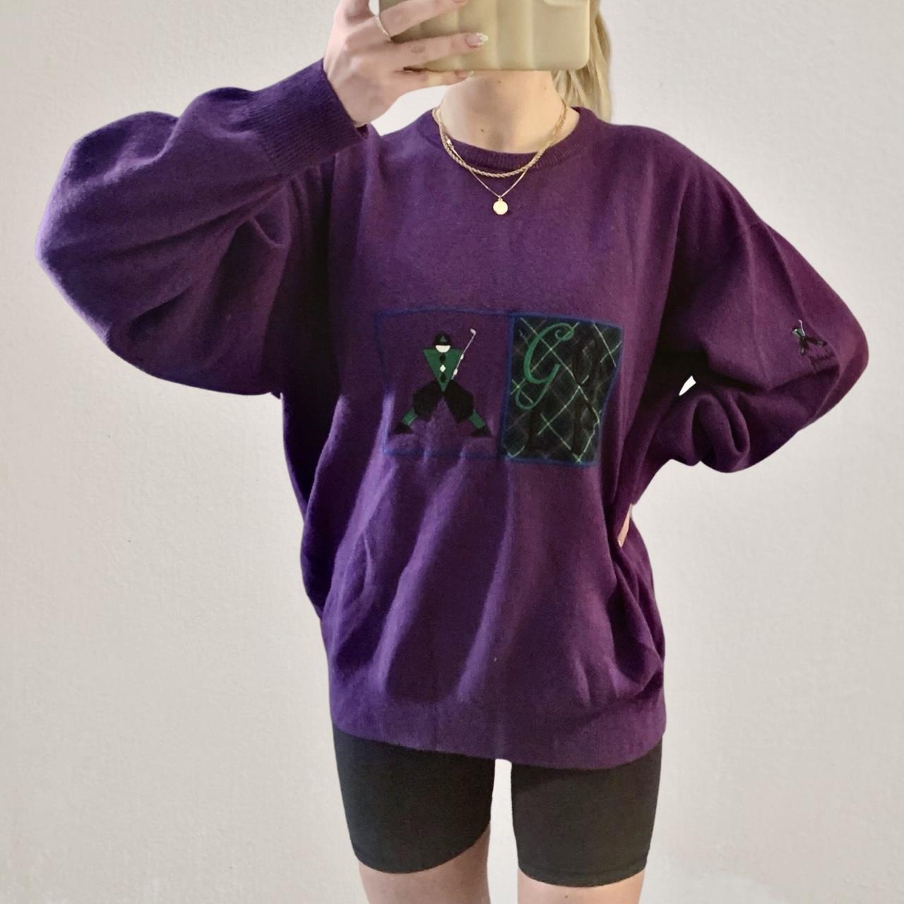 Pringle Women's Purple and Green Jumper (2)