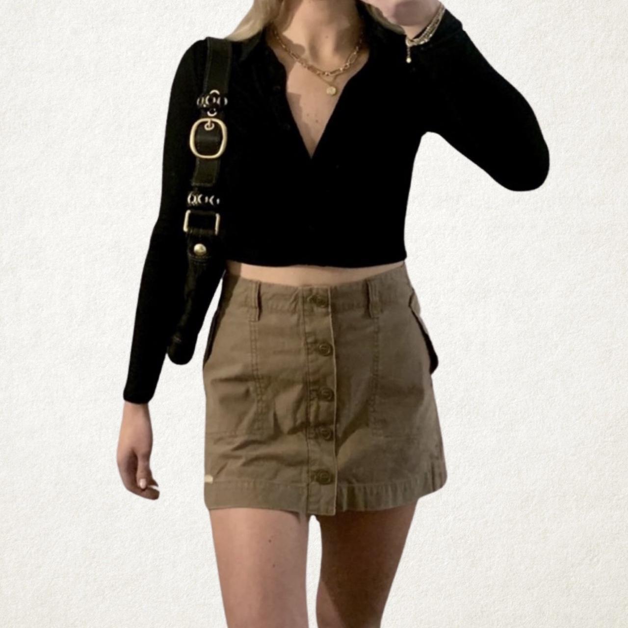 Lucky Brand Women's Brown and Khaki Skirt | Depop