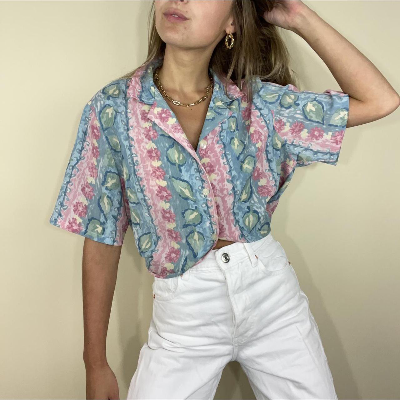 American Vintage Women's Pink and Blue Blouse (2)
