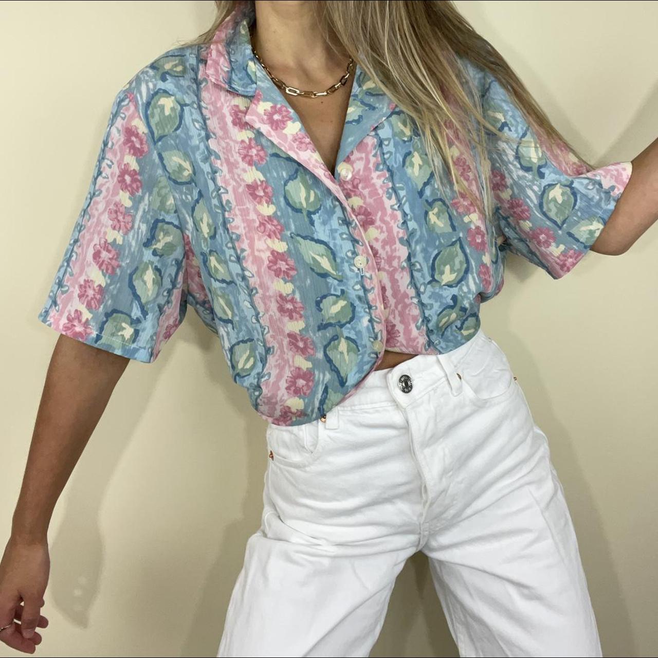 American Vintage Women's Pink and Blue Blouse (4)