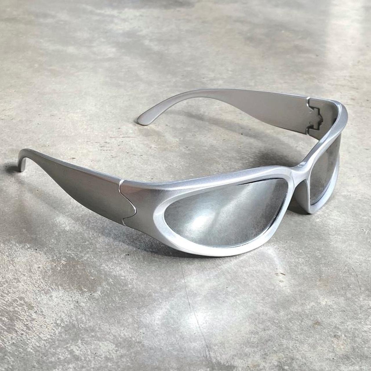 Silver grey wrap around polarised sport sunglasses... | Depop
