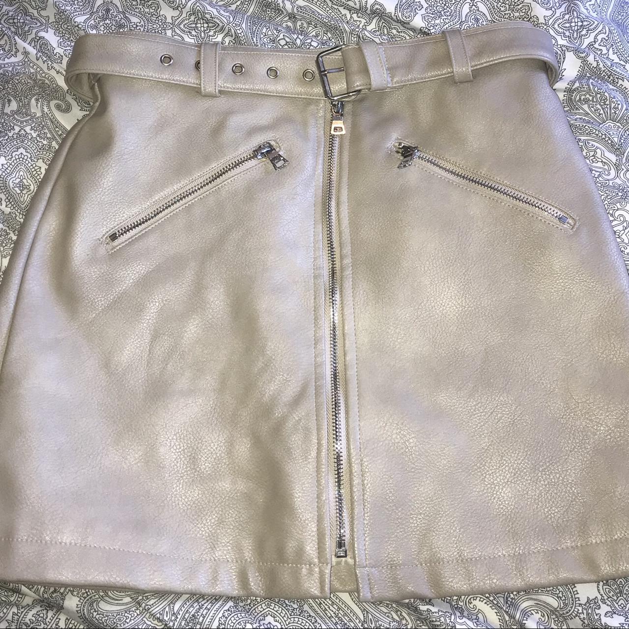 Maniere de voir Fake leather skirt Uk size 8 Belted... - Depop