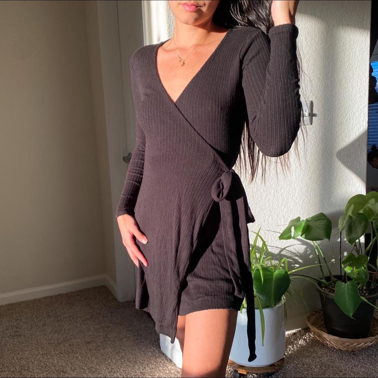 Urban outfitters black wrap clearance dress