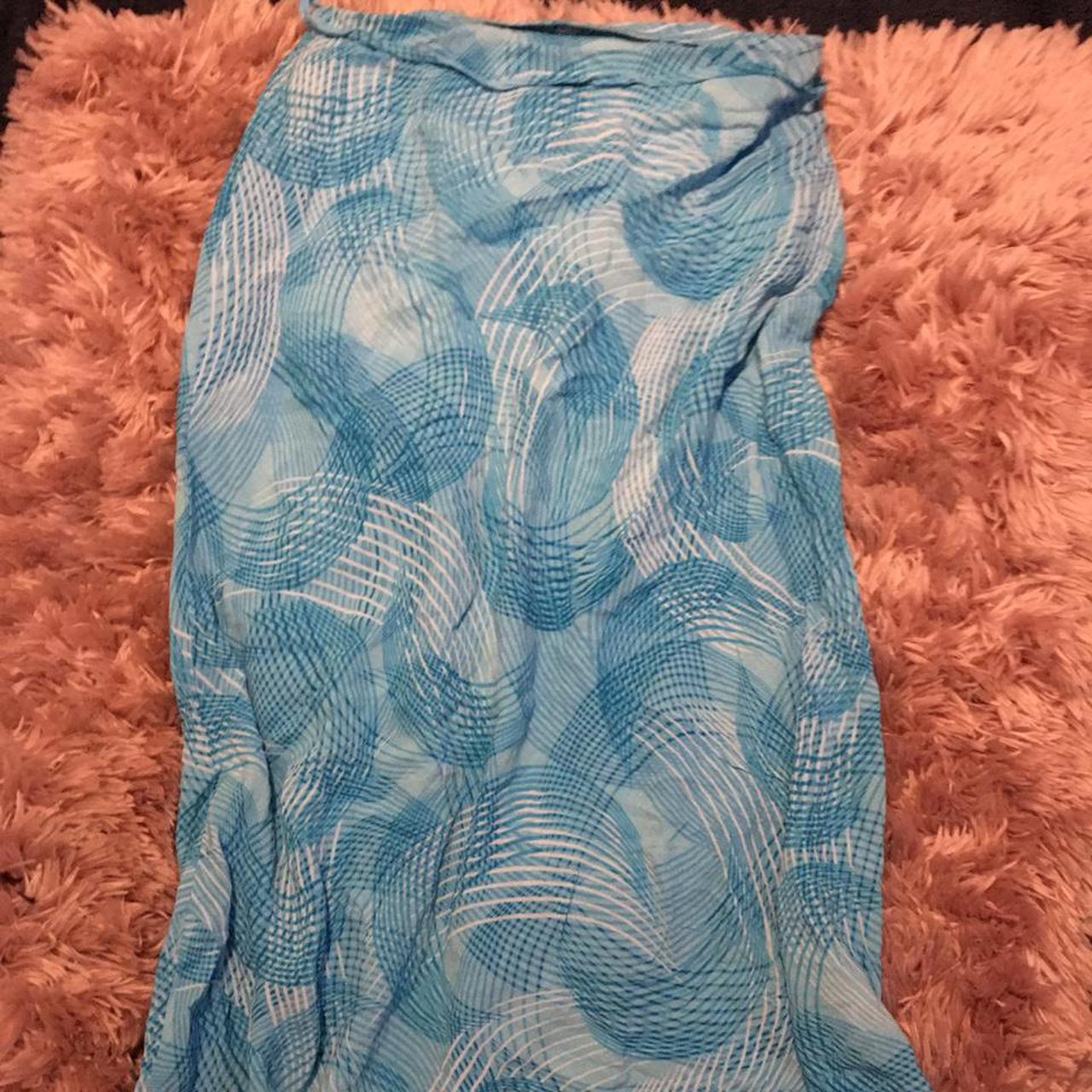 M&S midi skirt in blue, UK 12 so gorgeous. Would fit... - Depop