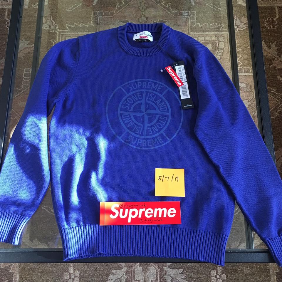 Supreme x Stone Island Compass Sweater Color: Royal... - Depop