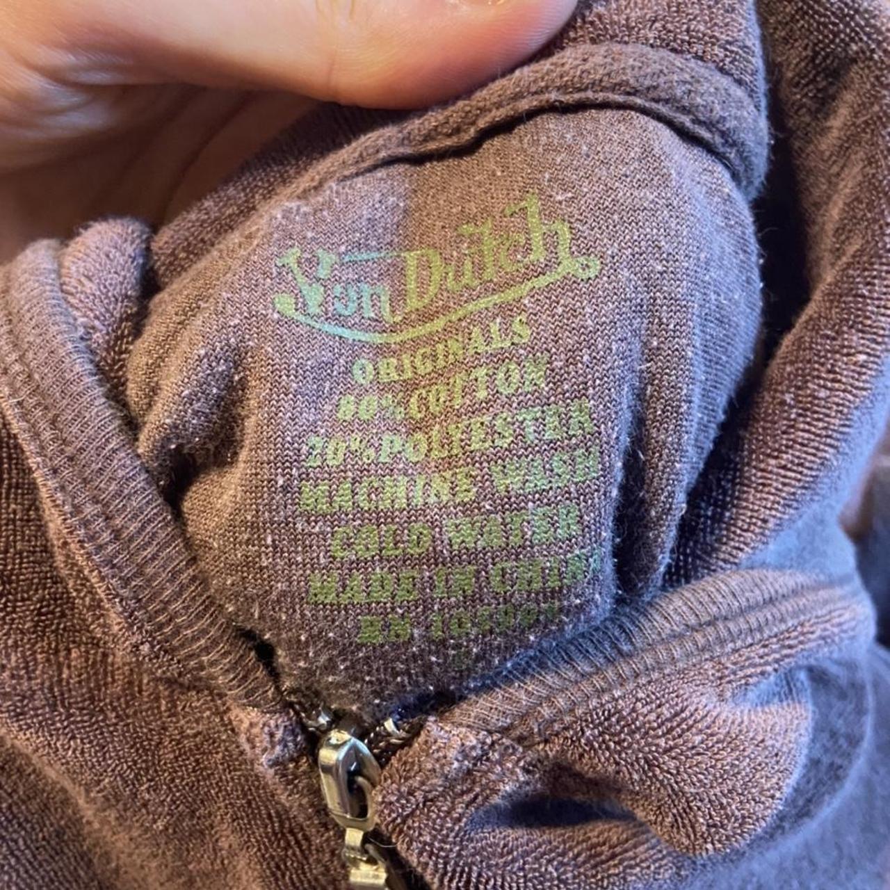 Von Dutch brown terry cloth zip up hoodie - Depop