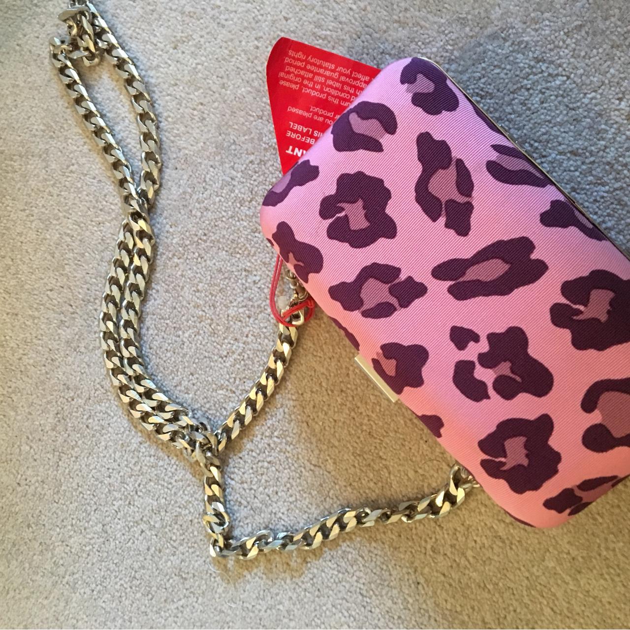 KG KURT GEIGER Pink leopard print clutch