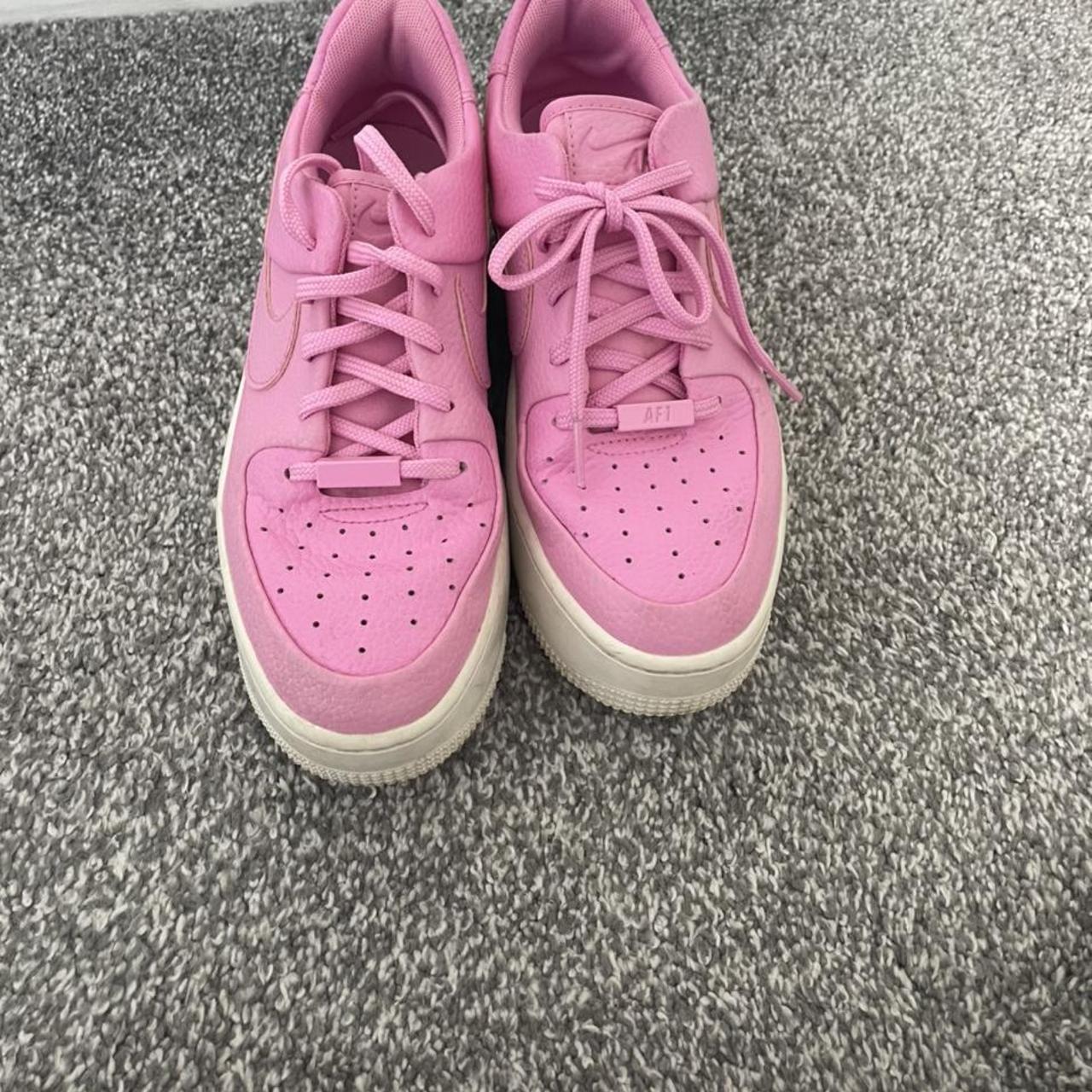 Pink platform nike Air Force great condition worn a... - Depop