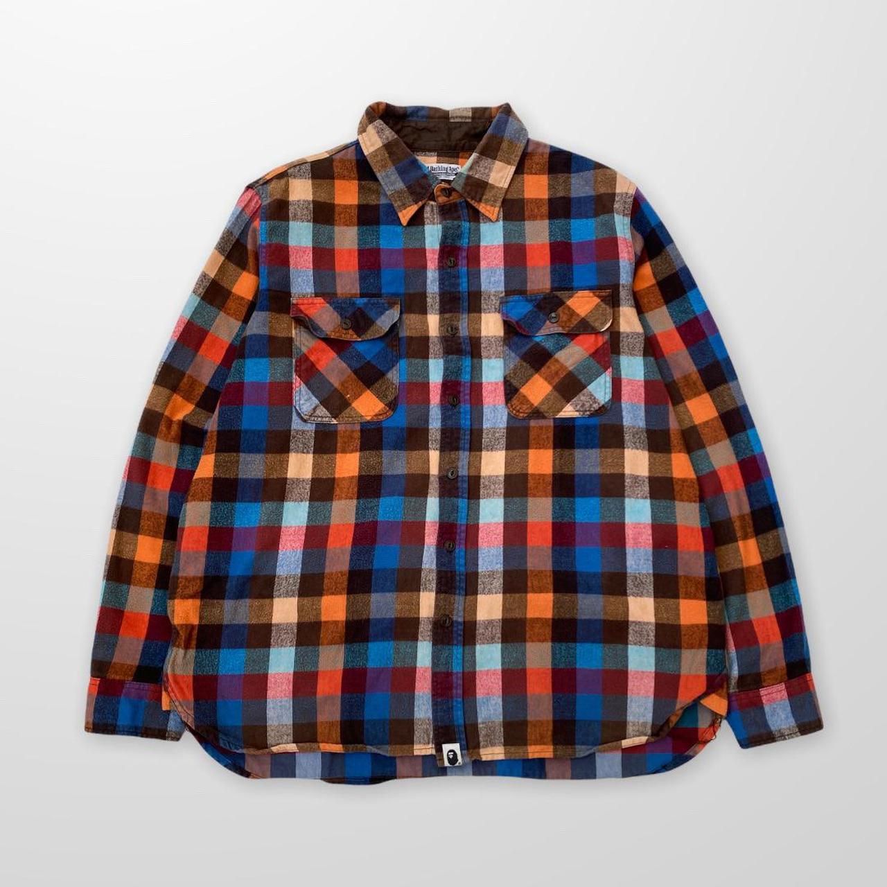 A Bathing Ape Bape Check Flannel Shirt Mens Size... - Depop