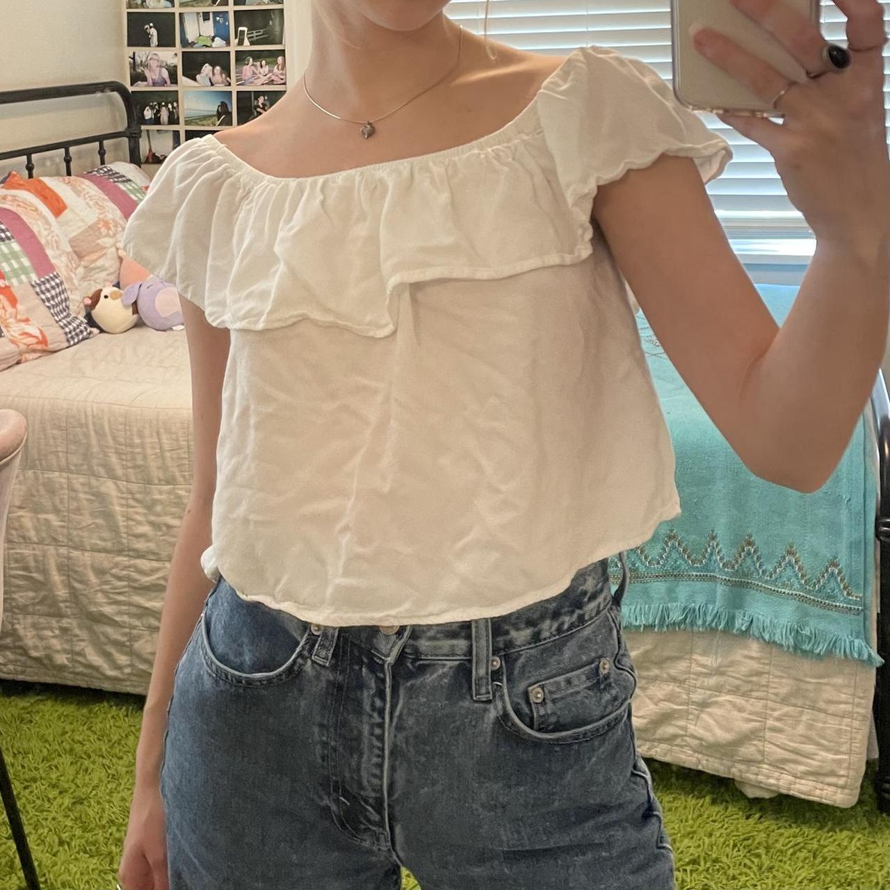 white flowy off the shoulder top