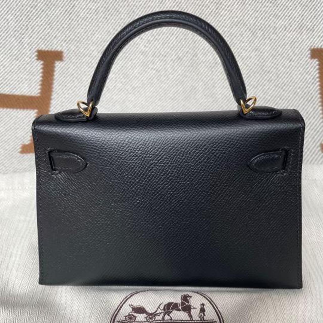 Hermes kelly cut black swift leather with square n - Depop