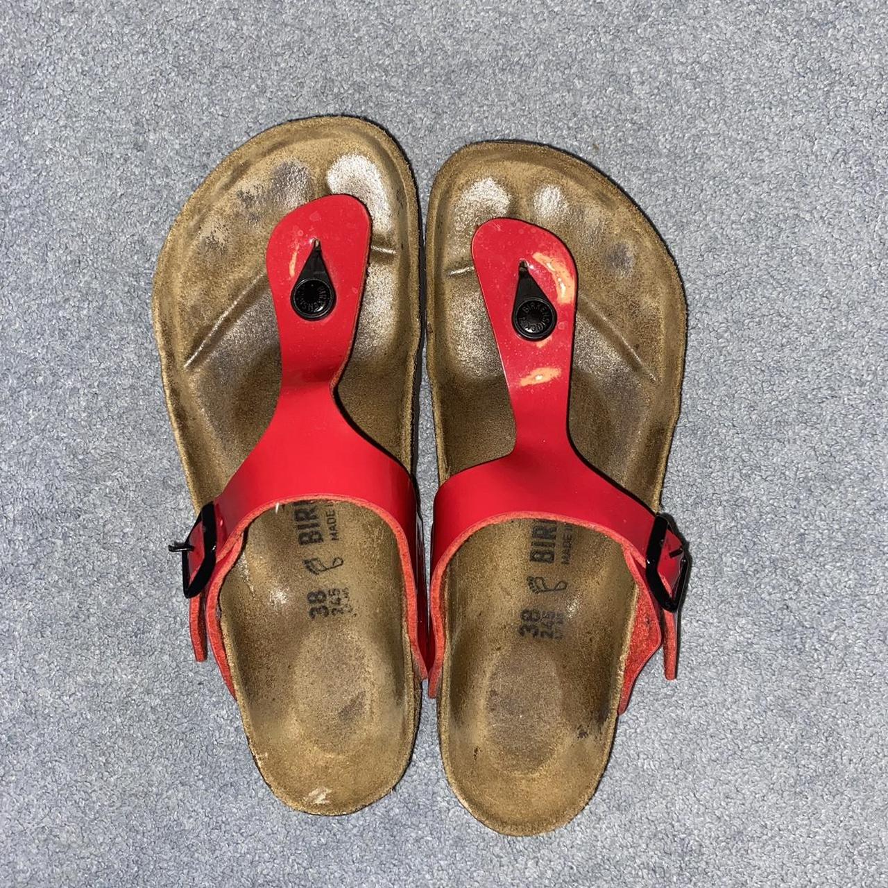 Birkenstock Women's Red Sandals | Depop