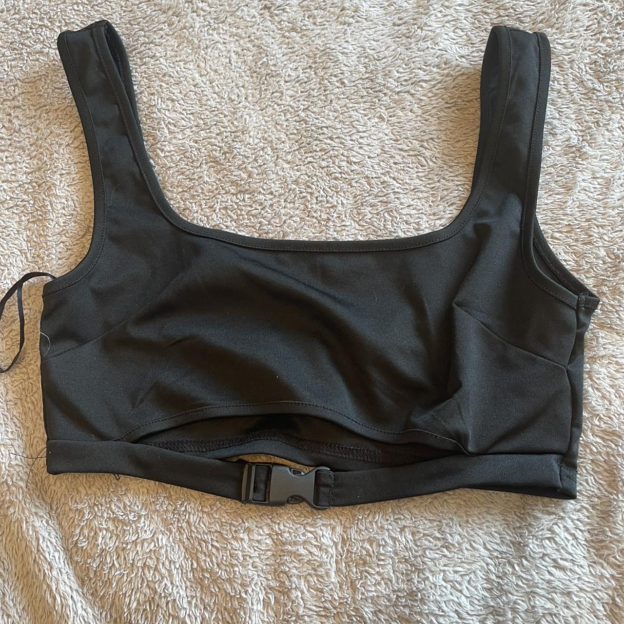 Black buckle under boob crop top - Depop