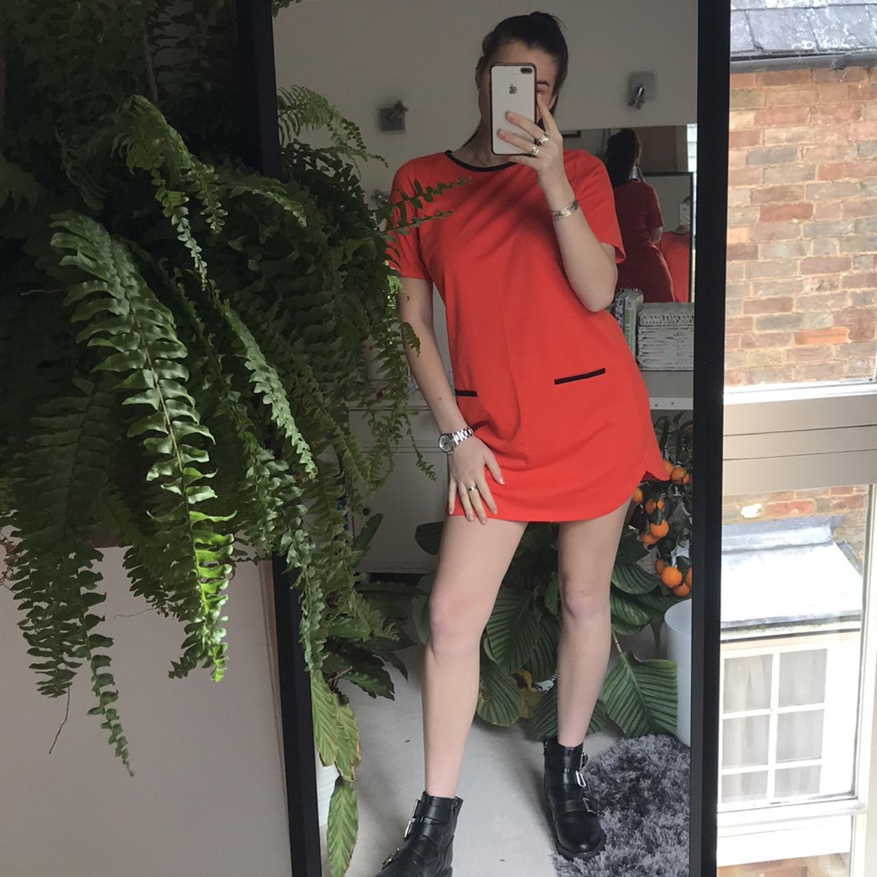 Dorothy Perkins Bright Orange/red (coral) Dress... - Depop