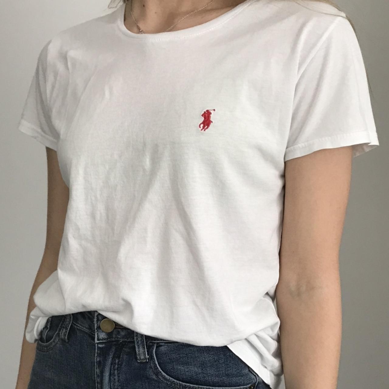 Fake polo Ralph Lauren t shirt white with red logo. Depop