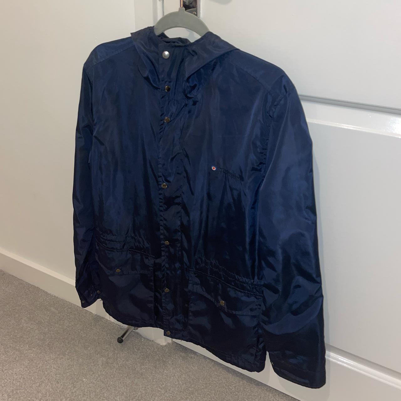 Lambretta rain coat - in a nice silky navy blue... - Depop