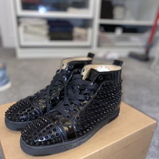 Christian Louboutin Black Lou Spikes High-Top Sneakers