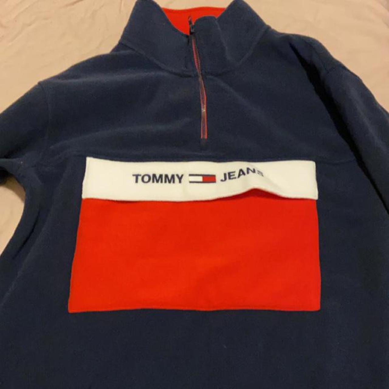 Tommy Hilfiger Mens Quarter Zip Fleece with large... - Depop